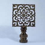 Lamp Finial: Antiqued Filigree Square