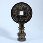 Lamp Finial: Antiqued Medium Asian Coin