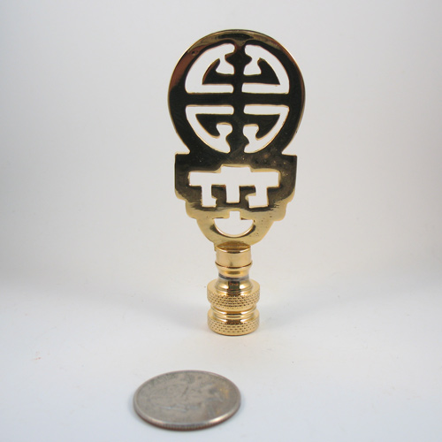 Lamp Finial Double Gold Plated Brass Asian Symbol